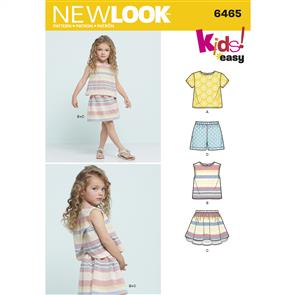 New Look Pattern 6465 Child's Easy Top, Skirt and Shorts