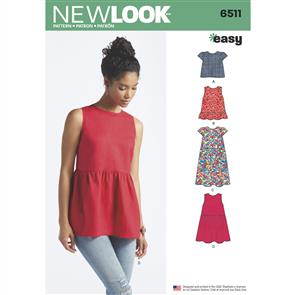 New Look Pattern 6511 Women’s Tops With Length and Sleeve Variations