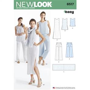 New Look Pattern 6517 Women’s Dress, Tunic, Top, Pants, and Scarf