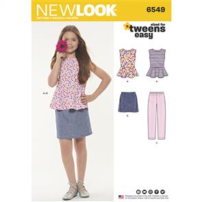 New Look Pattern 6549 Girls' Top, Skirt and Pants