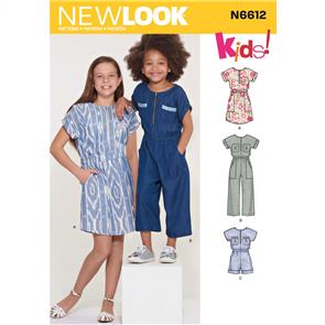 New Look Pattern 6612 Girls' Jumpsuit, Romper and Dress