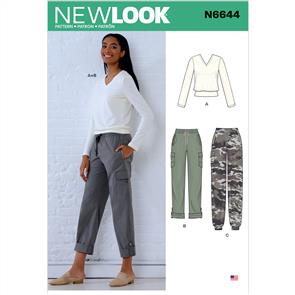 New Look Pattern 6644 Misses' Cargo Pants and Knit Top