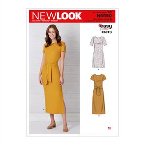 New Look Pattern 6650 Misses' Knit Dress With Sleeve & Length Variations