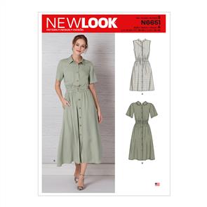 New Look Pattern 6651 Misses' Button Front Dress With Elastic Waist