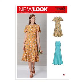 New Look Pattern 6652 Misses' Fit & Flared Dress With Length & Sleeve Variations