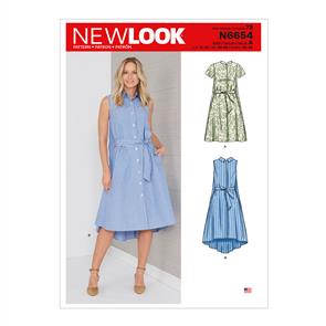 New Look Pattern 6654 Misses' Shirt Dress With Flared Back