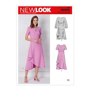 New Look Pattern 6655 Misses' Dress In Two Lengths With Sleeve Variations