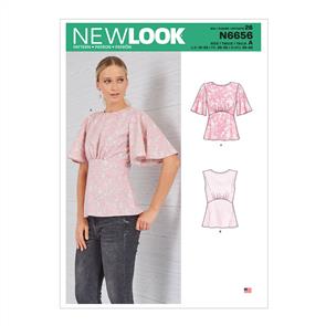 New Look Pattern 6656 Misses' Top With Optional Black Opening & Flared Sleeves