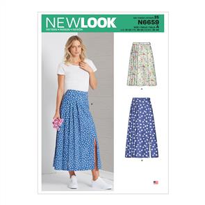 New Look Pattern 6659 Misses' Pleated Skirt With Or Without Front Slit Opening