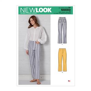 New Look Pattern 6660 Misses' High Waisted Flared Pants In Two Lengths