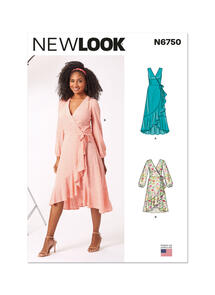 New Look Misses' Wrap Dress With Length and Sleeve Variations