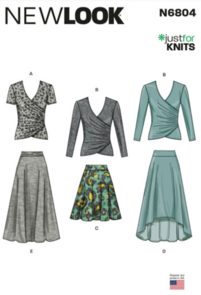 New Look Sewing Pattern Misses' Knit Tops and Skirts N6804
