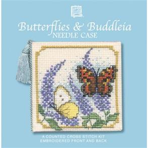 Textile Heritage  Cross Stitch Kit Needle Case - Butterflies & Buddleia