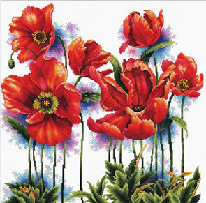 Needle Art World  No-Count Cross Stitch Kit - Lovely Poppies