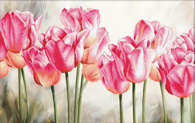 Needle Art World  No-Count Cross Stitch Kit - Pink Tulips