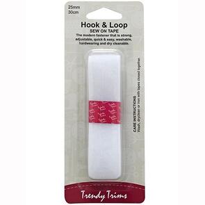 Trendy Trims Hook & Loop Sew on Tape 25mm x 30cm