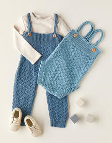 DMC Romper & Dungaree 8ply 0 to 24 months Pattern / Kit