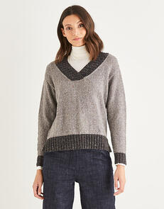 Sirdar  Women’s Crossover Detail V-neck Sweater in  Haworth Tweed 10151