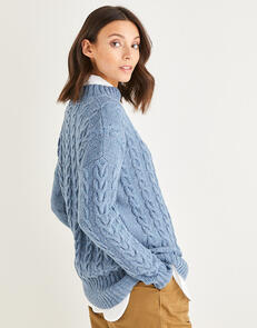 Sirdar  Women’s All-over Cable Drop-Sleeve Sweater in  Haworth Tweed