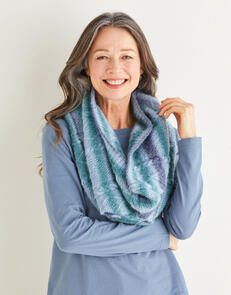 Sirdar  Relaxed Cable and Moss Stitch Snood in  Shawlie 10216