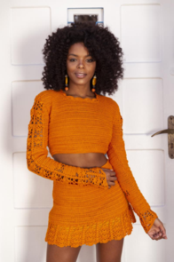 Circulo Crochet Pattern/Kit - Orange Skirt Top Set