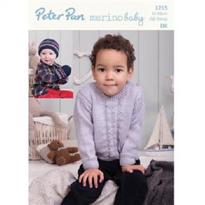 Peter Pan P1215 - Guernsey Sweater, Hat and Mittens - Knitting Pattern