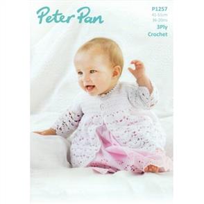 Peter Pan Pattern P1257 Crochet Matinee Jacket and Bonnet