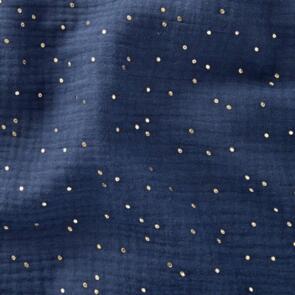 Domotex Double Gauze Glitter 100% Cotton - 130gsm Navy with Spots