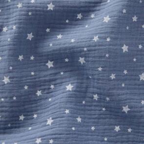 Domotex Printed Double Gauze 100% Cotton - 130gsm Stars - Blue