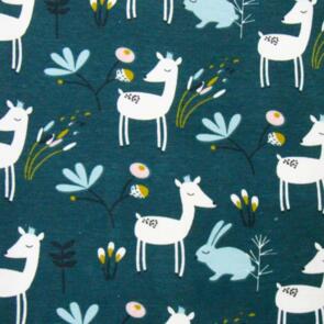 Domotex Printed Jersey - 220gsm Woodland Teal