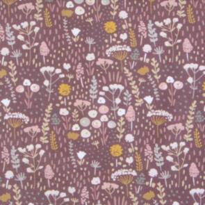 Domotex Printed Jersey - 220gsm Flowers Mauve