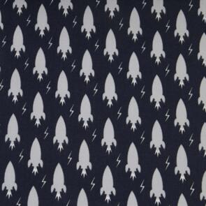 Domotex 100% Cotton - 115gsm Rocketship Navy/White