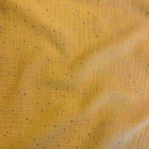 Domotex Double Gauze Glitter 100% Cotton - 130gsm Mustard with Spots