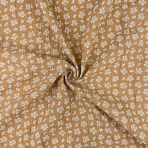 Domotex Printed Double Gauze 100% Cotton - 130gsm Leaves - Tan