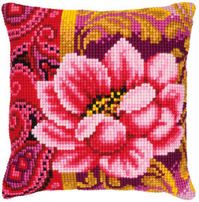 Vervaco  Cross Stitch Cushion Kit - Pink bloom