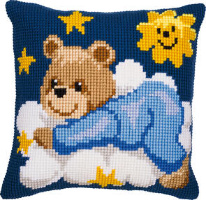 Vervaco  Cross Stitch Cushion Kit - Blue bear on a cloud