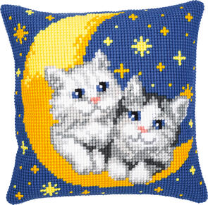 Vervaco  Cross Stitch Cushion Kit - Cats on the moon