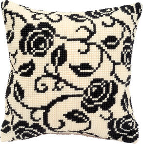 Vervaco  Cross Stitch Cushion Kit - Black rose