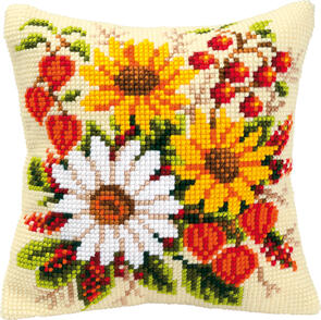 Vervaco  Cross Stitch Cushion Kit - Floral delight