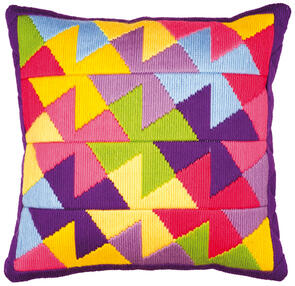 Vervaco  Long Stitch Cushion Kit - Colourful geometric