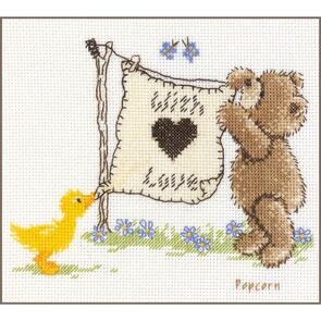 Vervaco Counted cross stitch kit Popcorn Laundry day