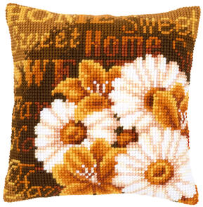 Vervaco  Cross Stitch Cushion Kit - Modern daisies