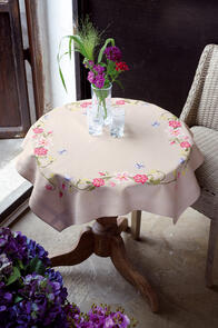 Vervaco  Tablecloth Kit Pink flowers and butterflies