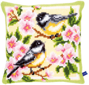 Vervaco  Cross Stitch Cushion Kit - Birds and blossoms