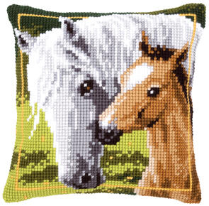 Vervaco  Cross Stitch Cushion Kit - White horse and her foal