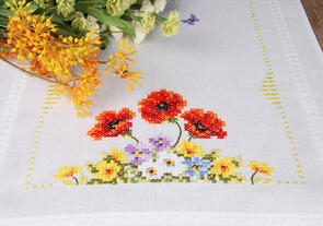 Vervaco  Cross Stitch Table Runner Kit - Wild spring flowers