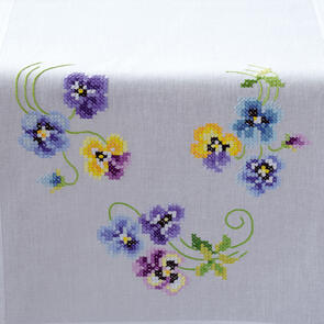 Vervaco  Cross Stitch Table Runner Kit - Pretty pansies