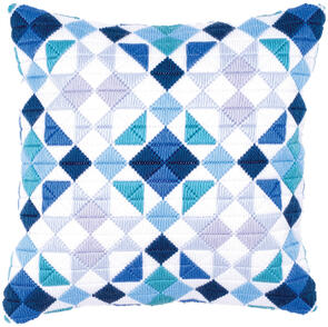 Vervaco  Long Stitch Cushion Kit - Triangles blue-grey