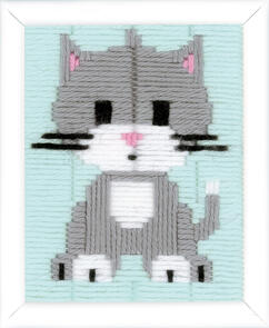 Vervaco  Long Stitch Kit - Grey kitty