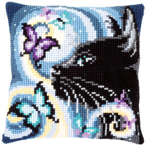 Vervaco  Cross Stitch Cushion Kit - Cat with butterflies